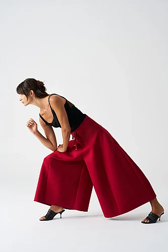 Koyu Kırmızı Ylva Pantolon - 1