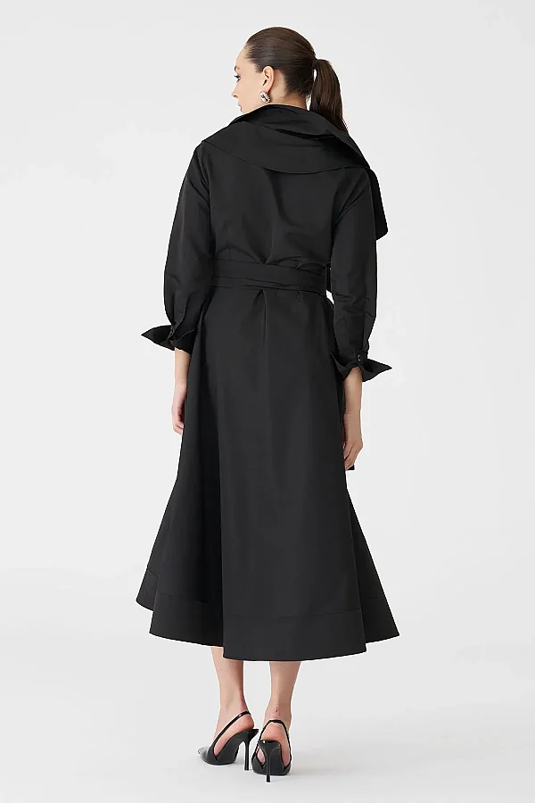 Siyah Sontag Elbise - 7