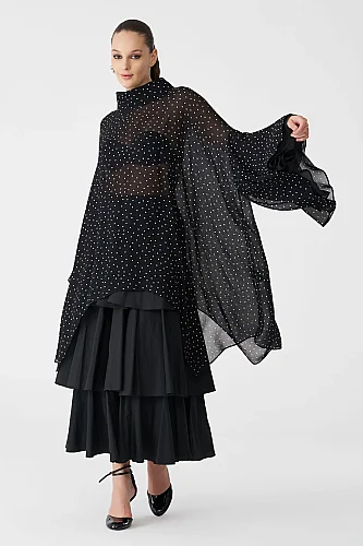 Siyah Vespare Tunik Bluz - 1