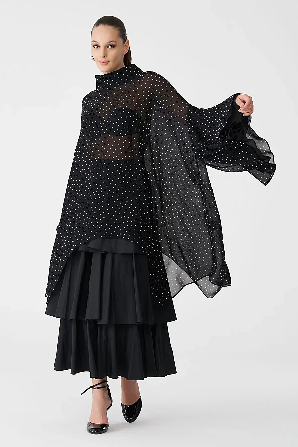 Siyah Vespare Tunik Bluz - 1
