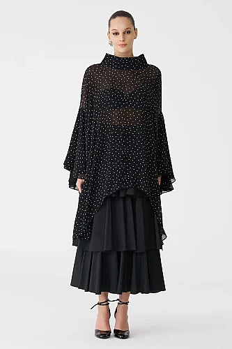 Siyah Vespare Tunik Bluz - BIZE (1)