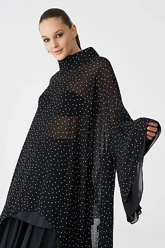 Siyah Vespare Tunik Bluz - 4