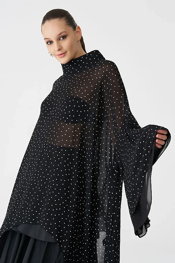 Siyah Vespare Tunik Bluz - 4